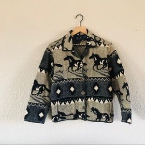 Vintage Jane Ashley Wild Horses Tapestry Jacket